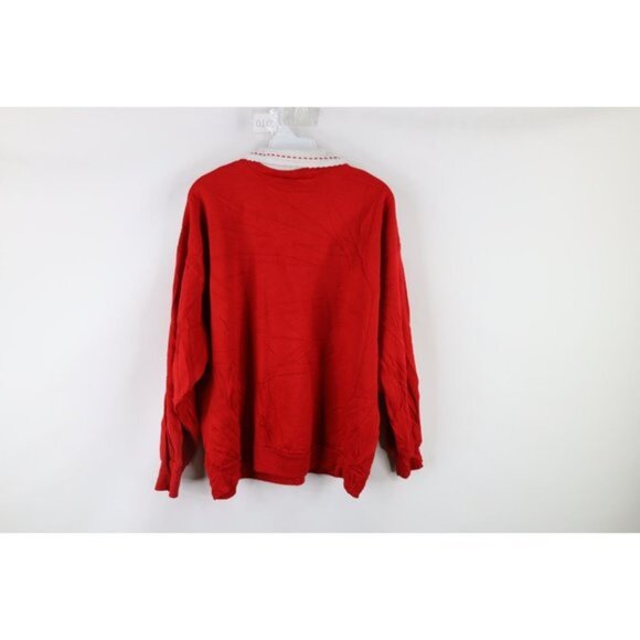 Vintage 90s Streetwear Womens Large Farmhouse Christmas Collared Sweatshirt USA - Picture 7 of 9